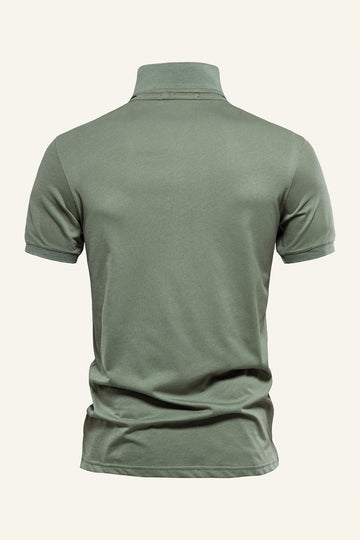 Klasyczna Szaro-zielona Męska Koszulka Polo Regular Fit Z Kołnierzykiem